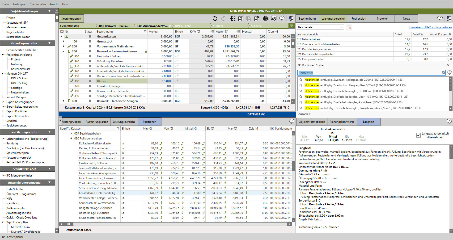 BKI Kostenplaner 2025 - Statistik Plus Positionen